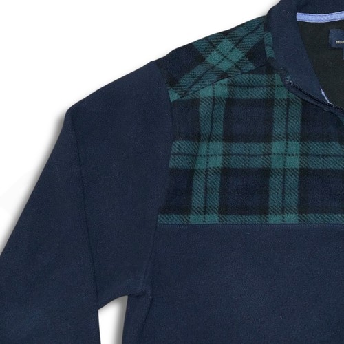 Brooks Brothers Jacket Men's Small Navy Blue Plaid Lined Quarter Zip Collared - Picture 5 of 15