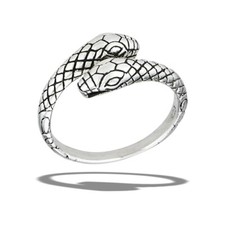 Sterling Silver Adjustablle Two-Headed Snake Ring