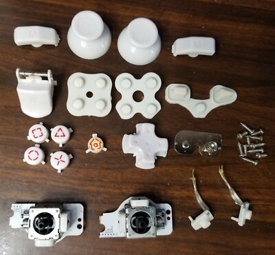 Playstation PS3 Controller Parts White Thumbsticks Joystick Pads Buttons Analog