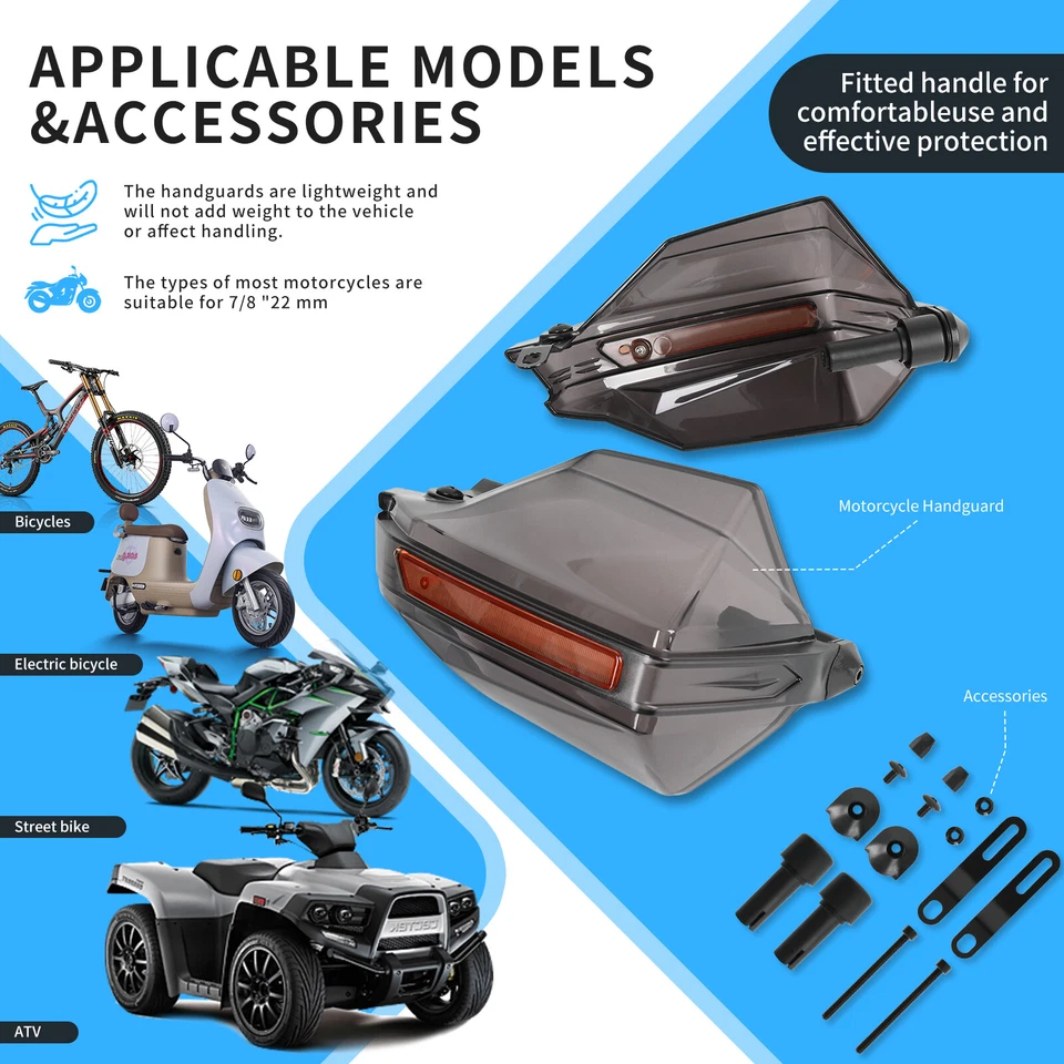 Pair 7/8" ATV Motorcycle Handlebar Handguard Guards Protector For Can Am Spyder - Изображение 4 из 4