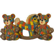 Foam Craft Vintage Wall Hanging 1979 Nursery Art Infant Baby Horse Bears 3 Pc
