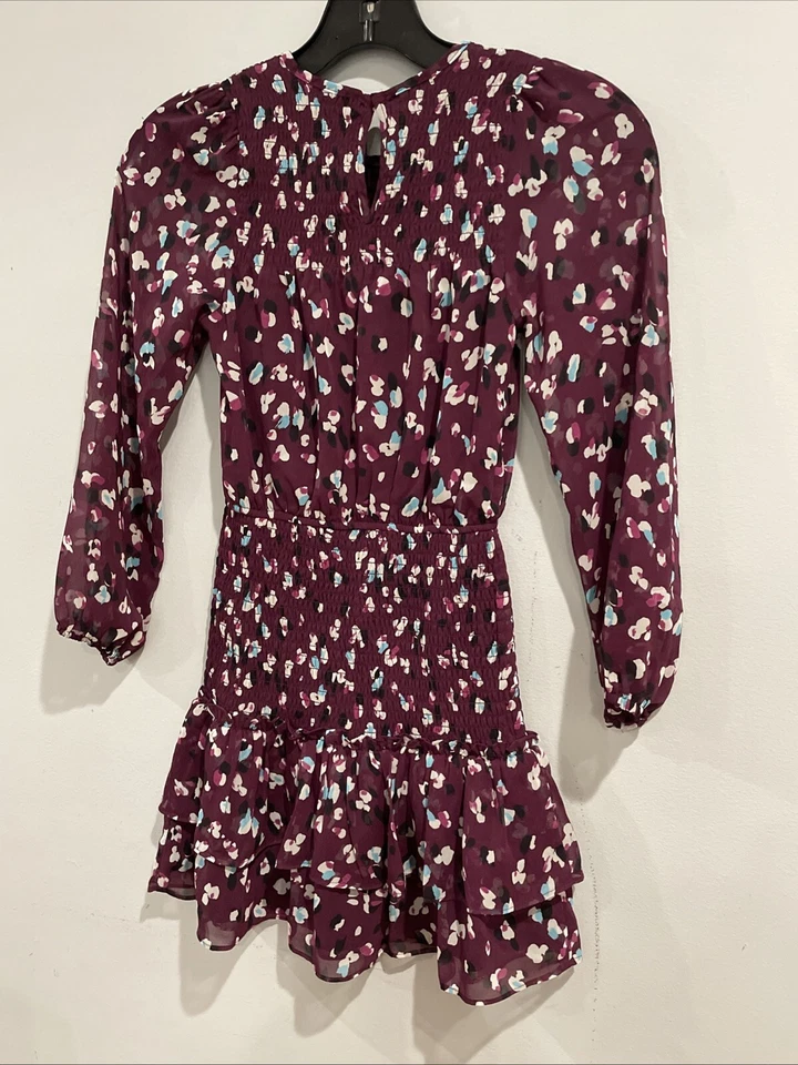 Vestido de fiesta corto ajustado AQUA para niñas púrpura con volantes manga larga talla M 9/10 Foto 4 de 4