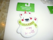 New Personalized Ornaments Bear Happy Holiday Christmas Holidays