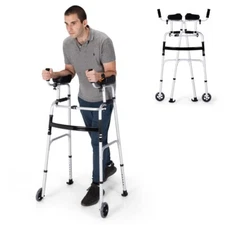 Foldable Lightweight Aluminum Rehabilitation Walker Senior Adult Standing Frame