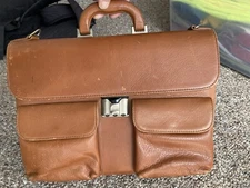 DELSEY  Vintage Leather 16”  Briefcase -  Caramel Brown Combo Lock