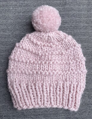 Hand Knit NEW Winter Hat Women's Medium-Large Blush Pink