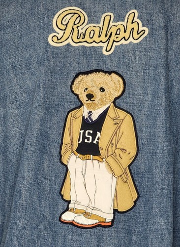 Polo Ralph Lauren Mens Varsity-Inspired Custom Bear Patch Denim Jacket Size 2XL - Picture 6 of 8