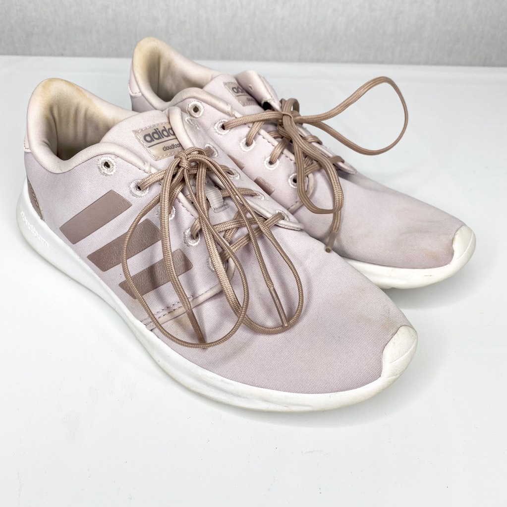 Adidas Womens Cloudfoam Qt Racer Running Shoes Pink White DB1748 Lace Up 7M