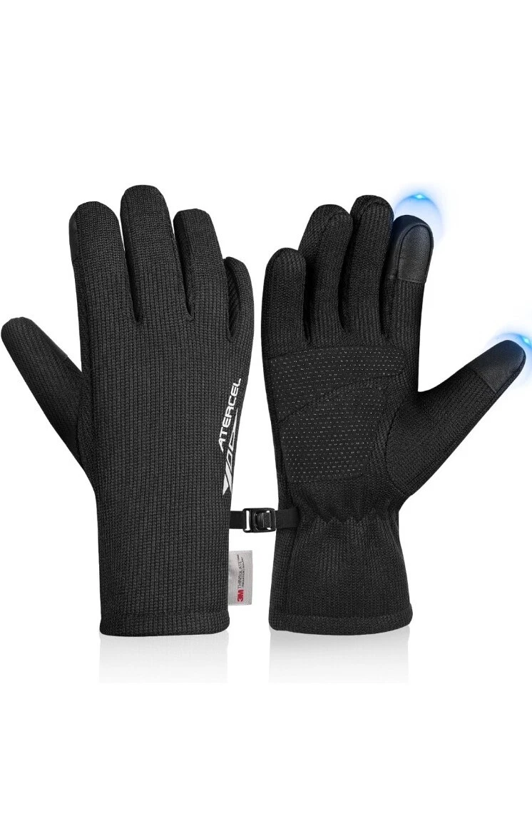 ATERCEL Waterproof Thermal Gloves Unisex, Driving, Hiking, Skiing, Dog Walking M
