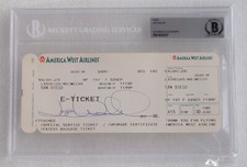 JOE WALSH SIGNED SLABBED BECKETT BAS COA AUTOGRAPHED AIRLINE TICKET THE EAGLES