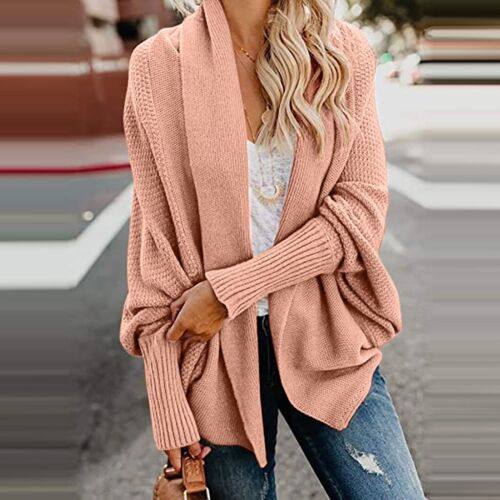 Women's Kimono Batwing Cable Knitted Slouchy Oversized Wrap Cardigan Sweater - Picture 5 of 26