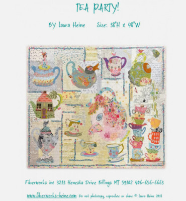 TEA PARTY ~ Collage Quilt PATTERN by Laura Heine ~ 38'' H x 4'' W finished ~ BOTM