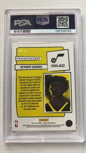 2023-24 Panini NBA Hoops - Presentations #11 Keyonte George (RC) PSA 10 - Picture 2 of 2