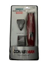 CONAIRMAN Men's Corded Plug-In Beard & Mustache Trimmer with 3 All Purpose Combs