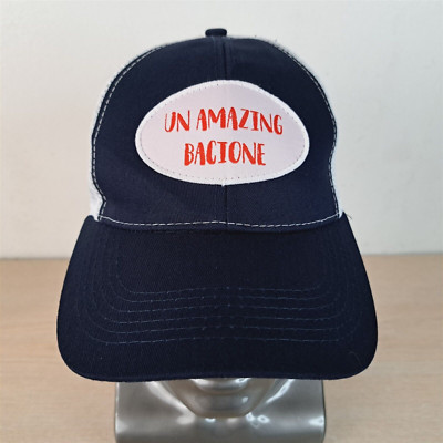 EATALY UN AMAZING BACIONE ADJUSTABLE SNAPBACK TRUCKER/MESH HAT/CAP, BLUE OUTDOOR