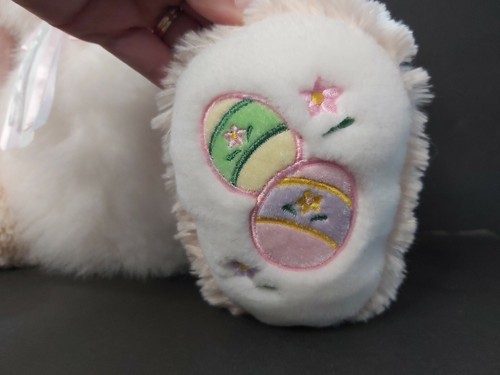 1988 Chrisha Playful Plush Bunny Rabbit Easter Eggs Beige White Pink - Picture 3 of 12