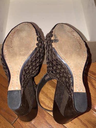 EUC SAM EDELMAN dark brown leather platform braided sandals cork wood ankle 7.5 - Picture 3 of 11