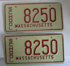 1970s Massachusetts license plate School  Pair 8250