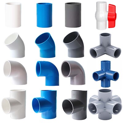 PVC Pipe Fittings Various Type Straight,Tee, Elbow Water Supply White/Blue/Grey