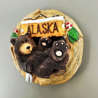 Alaska USA 3D Elk Bear Refrigerator Magnet Souvenir Resin Collection...