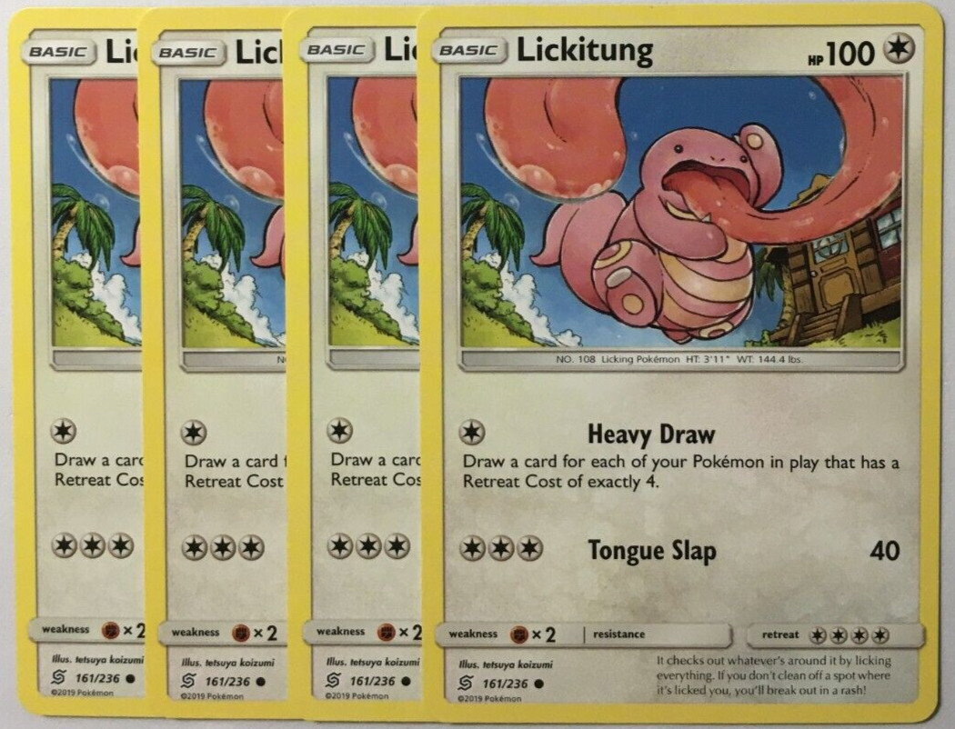 POKEMON 4X LICKITUNG 161/236 UNIFIED MINDS COMMON NEAR MINT-PLAYSET