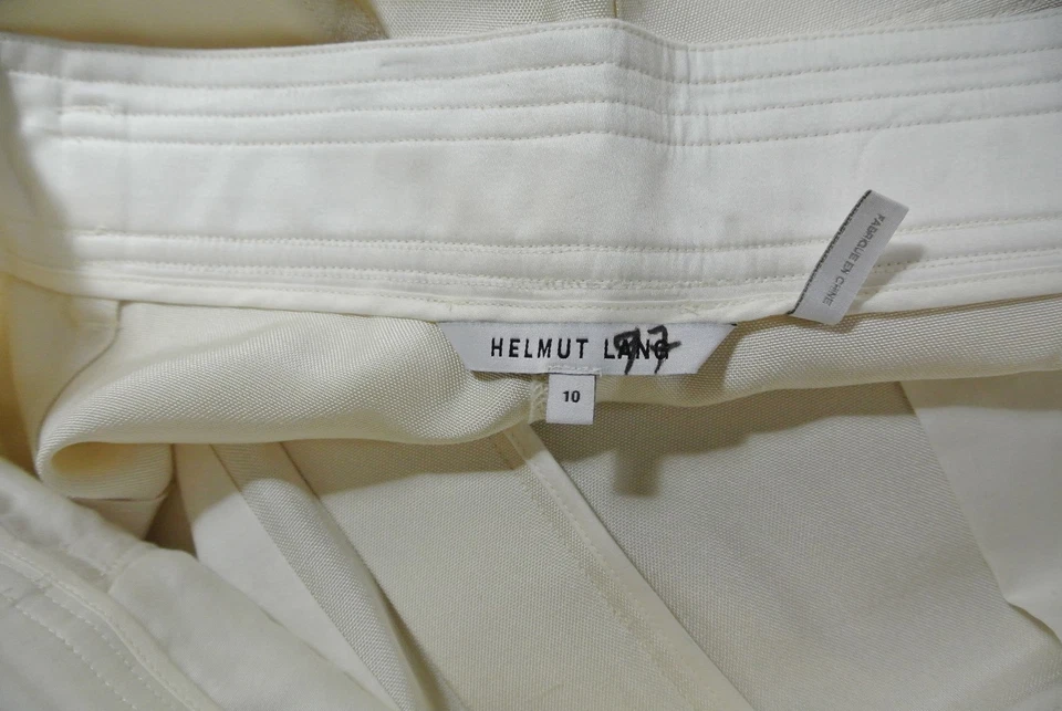 NEW Helmut Lang Dupioni Cargo Silk Bermuda Short in Ivory - Size 10 #SK109 - Image 4 of 4