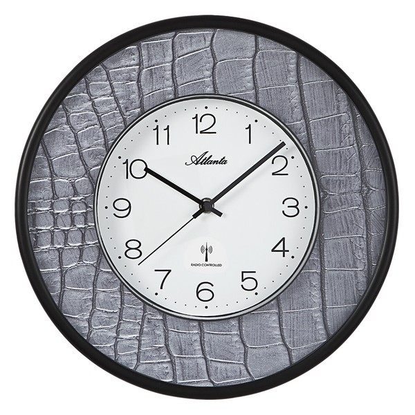 Atlanta Funk-Wanduhr,Motiveinlage,Silber/Schwarz,Mineralglas-Abdeckung, - 4540/7-image