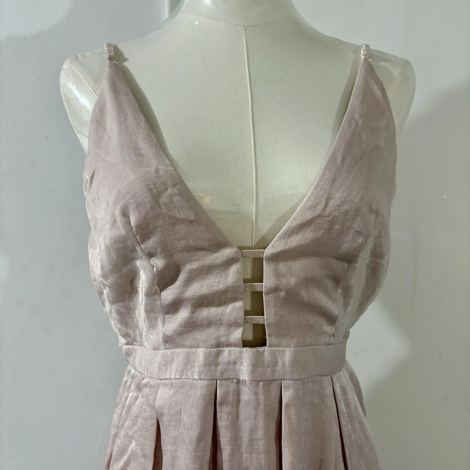 VALENTINO Free People Mini Abito Donna Gabbys Party Tutta la Notte Raso Taglia 6 Rosa Blush