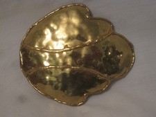 hammered brass vintage belt buckle clasp large leaf shape metal metal work