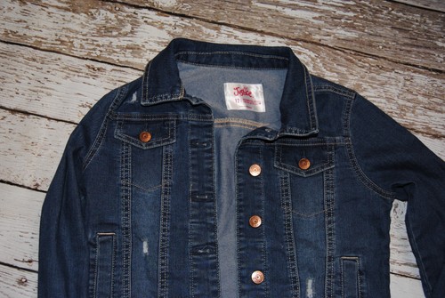 Justice Denim Jacket, Distressed Girls Size 12, EUC - Picture 3 of 4