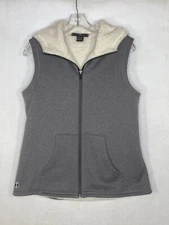 Holloway Hooded Vest Jacket Womens Small Gray Sherpa Lined Full Zip Pockets