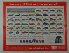 Original 1959 Goodyear  Fold Out Poster 'How many cars can you name?' #027-20