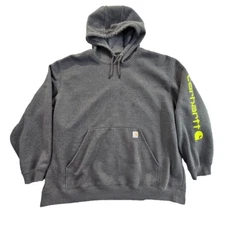 Carhartt Men's Loose Fit Midweight Logo Sleeve Graphic Hoodie BL1 Carbon Large