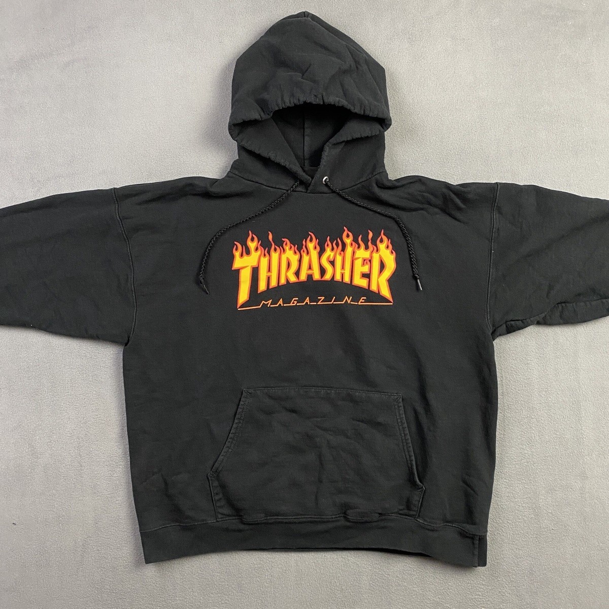 Thrasher Magazine Sweater Adult L Black Skateboard Hoodie Original Flames |  eBay