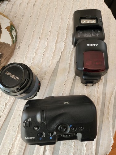 Sony a99 camera with lenses, flash, and carrying cases - Picture 2 of 12