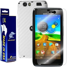 ArmorSuit Motorola ATRIX HD Screen Protector + White Carbon Fiber Skin USA