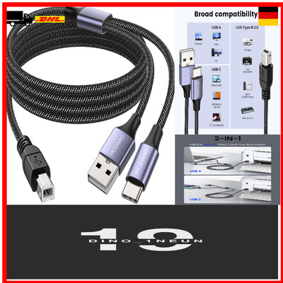 MOSWAG USB-C-5m-MIDI-Kabel für Musikinstrumente und Piano