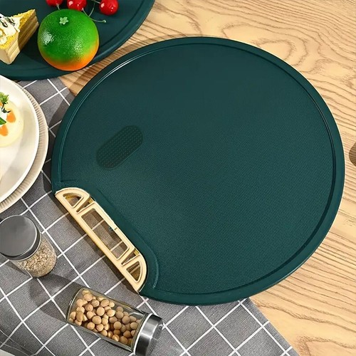Round Green Plastic Kitchen Chopping Board Household Food Cutting Board Tool - Picture 10 of 14