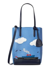 $1,100 Ralph Lauren Purple Label Blue Leather Steamboat Mini Modern Tote Bag NWT