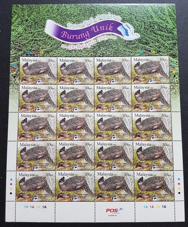 2009 Malaysia Unique Birds 60v Stamps complete set of 3 Full Sheets Mint NH OG - Image 3 of 4