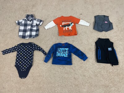 Lot of 6 Baby Gap Carters Tuff Guys body & Top Shirt Baby 9-12M Multicolor