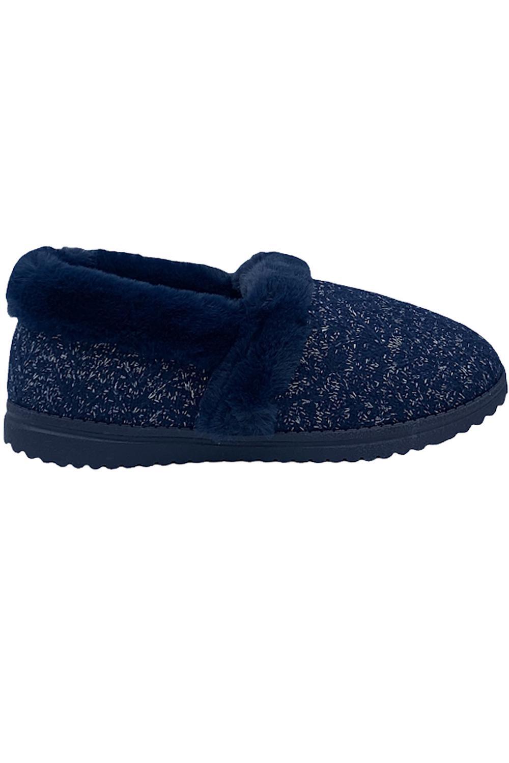 Вязаные тапочки Skechers Cozy Lite Sparkle Sweet Walk темно-синего цвета 5190₽