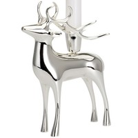 Kerzenhalter Versilbert KerzenstäNder 1 Stabkerze - Deko-Figur Rentier 19.5 Cm