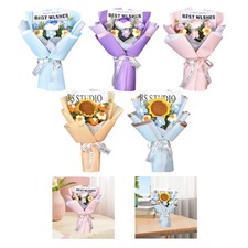 Crochet Flower Bouquet Artificial Flowers Gift Table Centerpiece Decor for