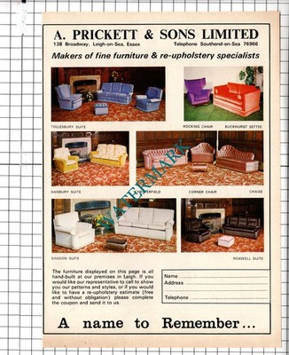 A Prickett & Sons Ltd Leigh-on-Sea Essex Southend - 1975 Anzeige