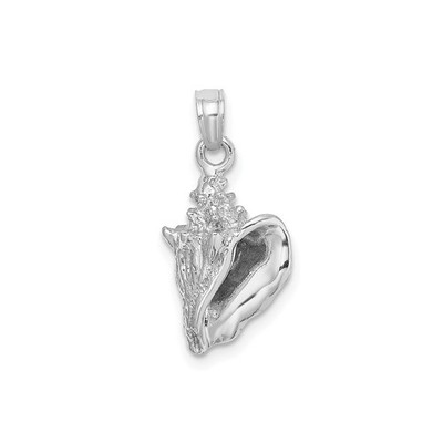 14k Weißgold Muschel Muschel Blume Anhänger Ozean Natur Maritim Strand Halskette