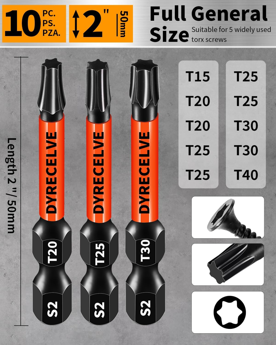 12-Piece Security Torx Bit Set – T5 To T40, 3-Inch Long, S2 Steel, USA Made-454676
