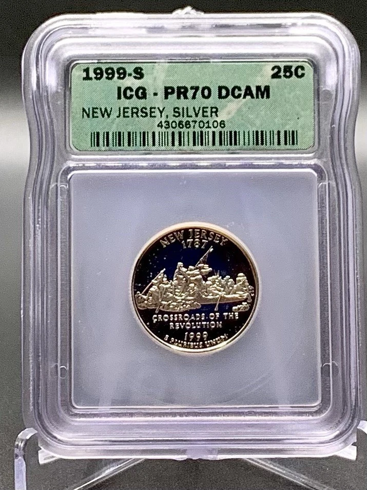 1999-S New Jersey 90% Silver Proof State Quarter ICG PR70 DCAM Free Shipping - Image 4 of 4