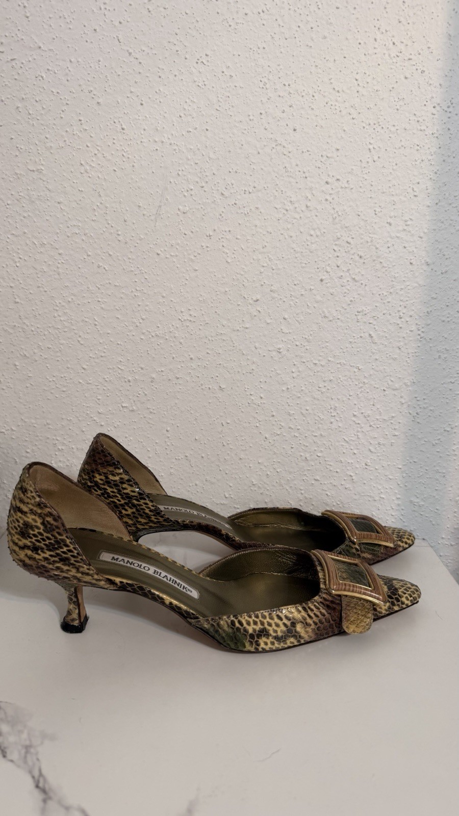 Rare Manolo Blahnik Genuine Python Kitten D’Orsey… - image 2