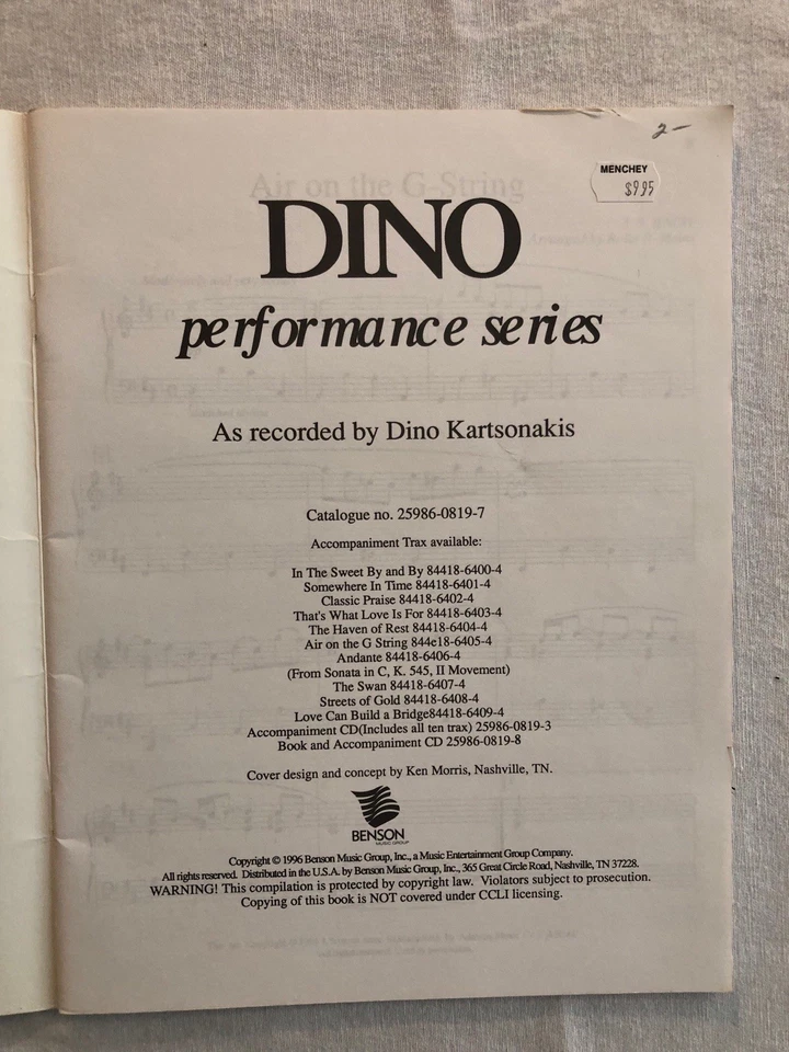 Dino Kartsonakis Performance Series Vol. 1 Songbook (Piano) - Image 2 of 4